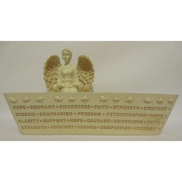 Angel Of Hope Desk Table Top Accessory Pencil Notepad Holder Office Heavy Resin - Picture 3 of 9